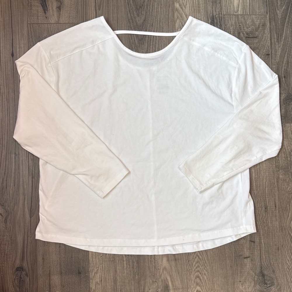 Members Mark Womens Long Sleeve Active Tee White Open Back Yoga Top SW3203 Large